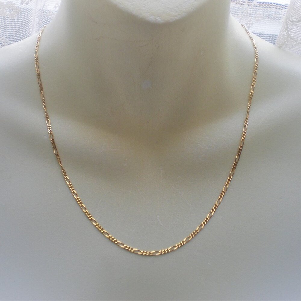 Designer Israel Solid 14K Yellow Gold Figaro Link Necklace Chain 14kt 20"